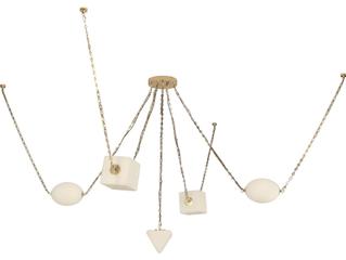 Alora Lighting Mineral Patina Brass Opal Glass Geometric Chandelier