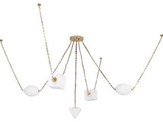 Alora Lighting Mineral Patina Brass Opal Glass Geometric Chandelier