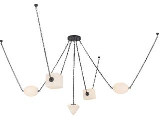 Alora Lighting Mineral Urban Bronze Matte Opal Glass Geometric Chandelier