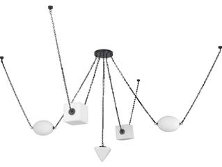 Alora Lighting Mineral Urban Bronze Matte Opal Glass Geometric Chandelier