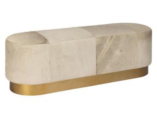 Alder & Tweed Jordan 60" Bench Frosted Hair Hide Seat & Antique Brass Base, Modern Style