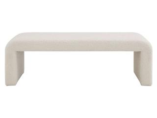 Alder & Tweed Avery Upholstered 61" Bench Ivory Cloud Performance  Fabric