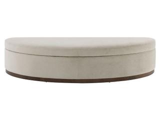 Cameron 83" Storage Bench Cashmere Dove Performance Fabric Medium Mocha Wod Finsih