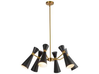 Alora Mood Blake 6-Light Matte Black Aged Gold Geometric Chandelier