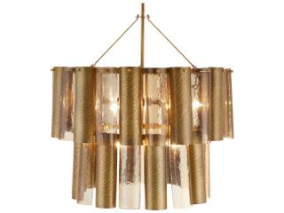 Arteriors Home Faramond 10-Light Vintage Brass Smoke Tiered Chandelier