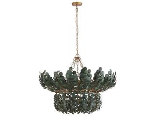 Arteriors Home Bilal 8-Light Eucalyptus Stain Antique Brass Green Chandelier
