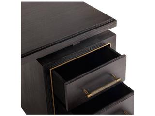 Arteriors Home Ebony Antique Brass Black Oak Wood Executive Desk Wixom