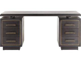 Arteriors Home Ebony Antique Brass Black Oak Wood Executive Desk Wixom