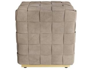 Arteriors Home Lakewood Dove Antique Brass Beige Suede Upholstered Ottoman