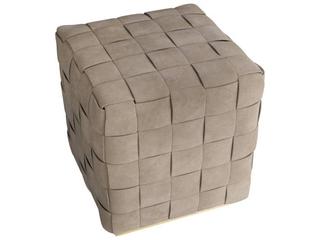 Arteriors Home Lakewood Dove Antique Brass Beige Suede Upholstered Ottoman