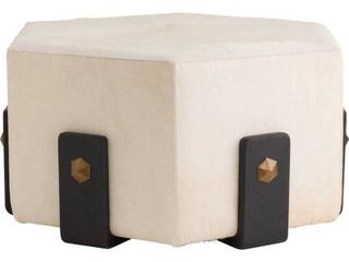 Arteriors Home Ivonne White Ebony Antique Brass Black Leather Ottoman