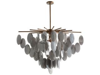 Arteriors Home Tiffany 8-Light Antique Brass Smoke Luster Gray Round Chandelier