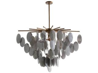 Arteriors Home Tiffany 8-Light Antique Brass Smoke Luster Gray Round Chandelier