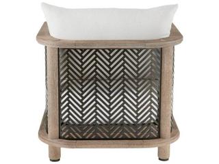 Arteriors Outdoor Emoto Pearl Aged Bronze Teak Cushion Lounge Chair