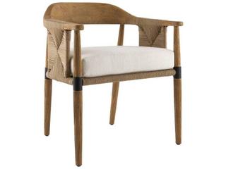 Arteriors Outdoor Estes Pearl Willow Teak Cushion Dining Chair