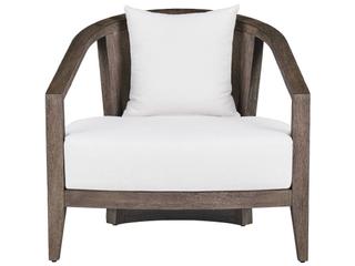 Arteriors Outdoor Sobek White Brown Wood Cushion Lounge Chair