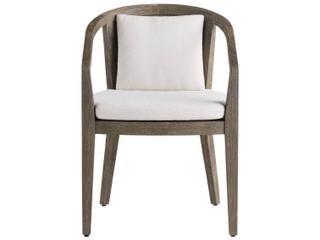 Arteriors Outdoor Sobek White Brown Wood Cushion Dining Chair