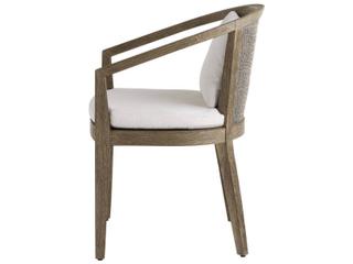 Arteriors Outdoor Sobek White Brown Wood Cushion Dining Chair