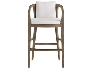Arteriors Outdoor Sobek White Brown Teak Cushion Bar Stool