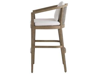 Arteriors Outdoor Sobek White Brown Teak Cushion Bar Stool