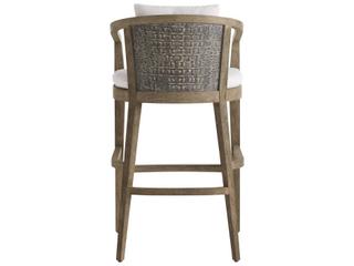 Arteriors Outdoor Sobek White Brown Teak Cushion Bar Stool