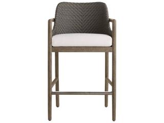 Arteriors Outdoor Chilton White Gray Wood Cushion Bar Stool