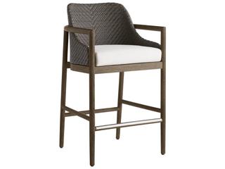 Arteriors Outdoor Chilton White Gray Wood Cushion Counter Stool