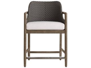 Arteriors Outdoor Chilton White Gray Wood Cushion Counter Stool