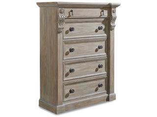 A.R.T. Furniture Arch Salvage 5-Drawers Parch Brown Elm Wood Accent Chest