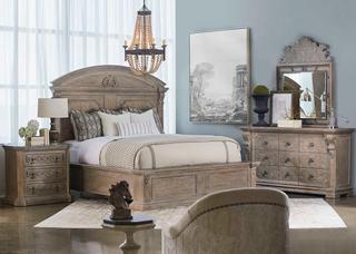 A.R.T. Furniture Arch Salvage Parch Brown Elm Wood King Panel Bed