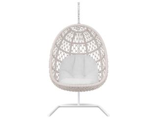 Azzurro Living Amelia Sand All-Weather Rope Hanging Chair with Cloud Cushion