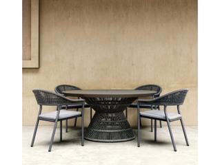 Azzurro Living Crete Aluminum Cushion Dining Chair Set of 6