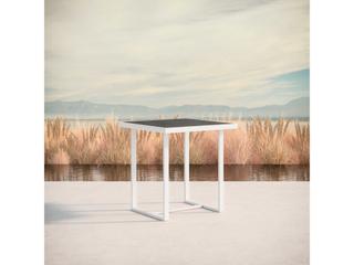 Azzurro Living Pavia Matte White Aluminum Square Counter Table