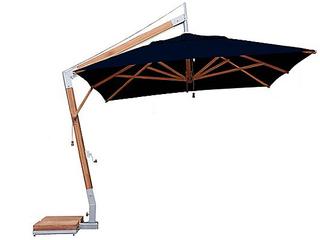Bambrella Levante Sidewind 11 Foot Square Crank Lift Manual Tilt Patio Umbrella
