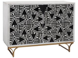 Bassett Mirror Mango Wood Sandblasted White Wash Black Bone Wine Bar Cabinet