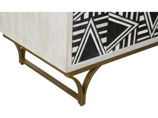 Bassett Mirror Mango Wood Sandblasted White Wash Black Bone Wine Bar Cabinet