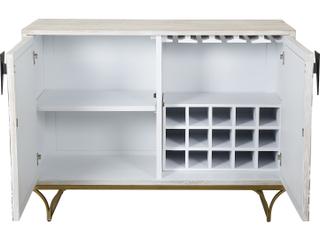 Bassett Mirror Mango Wood Sandblasted White Wash Black Bone Wine Bar Cabinet