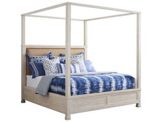 Newport Shorecliff Sailcloth Beige Wood King Poster Bed