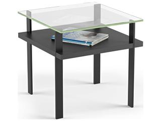 BDI Terrace Square Glass Charcoal End Table