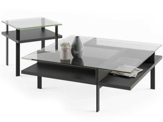 BDI Terrace Square Glass Charcoal End Table