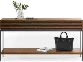 BDI Cora Rectangular Wood Natural Walnut Black Console Table