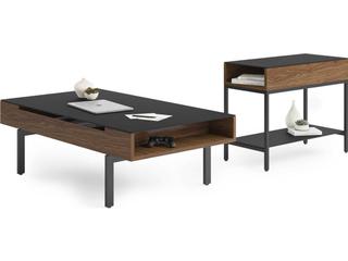 BDI Reveal Rectangular Glass Natural Walnut End Table