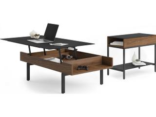 BDI Reveal Rectangular Glass Natural Walnut End Table