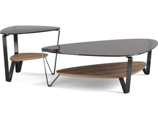 BDI Dino Glass Natural Walnut Carbon Grey End Table