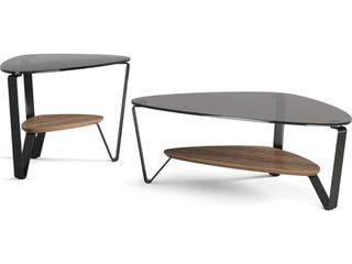 BDI Dino Glass Natural Walnut Carbon Grey End Table