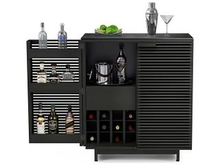 BDI Corridor Black Hardwood Charcoal Stained Ash Bar Cabinet