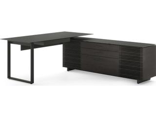 Corridor Charcoal Stained Ash Black Wood L-Shaped Desk