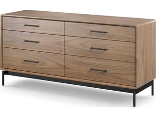 BDI Linq 6-Drawers Brown Walnut Wood Double Dresser