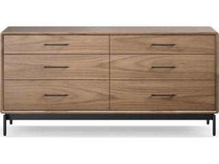 BDI Linq 6-Drawers Brown Walnut Wood Double Dresser
