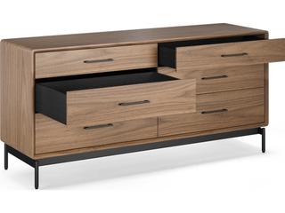 BDI Linq 6-Drawers Brown Walnut Wood Double Dresser